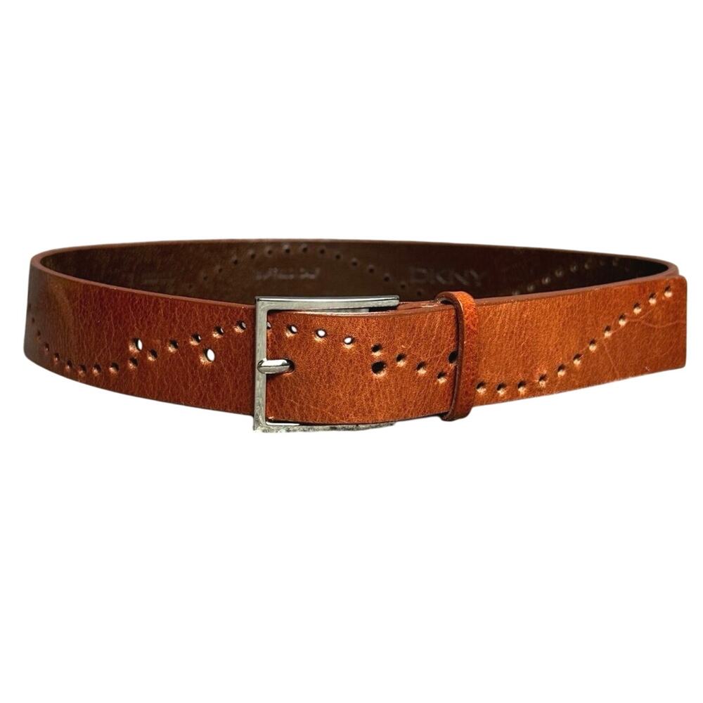 Vintage Donna Karan DKNY buffalo leather belt XS perforated boho 24”-28” waist